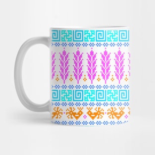 Abundance Force - Spiritual Strength - Bird - Sprouts - Slavic Pagan Symbol - Folk Ornament Pattern - Colorful On White Mug